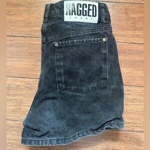 Ragged 90’s style black denim shorts size 28